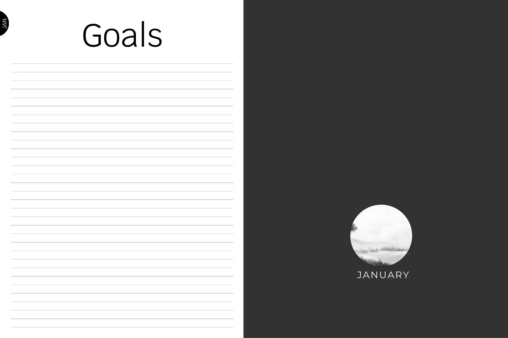 January Monthly Goals Minimal Digital Planner