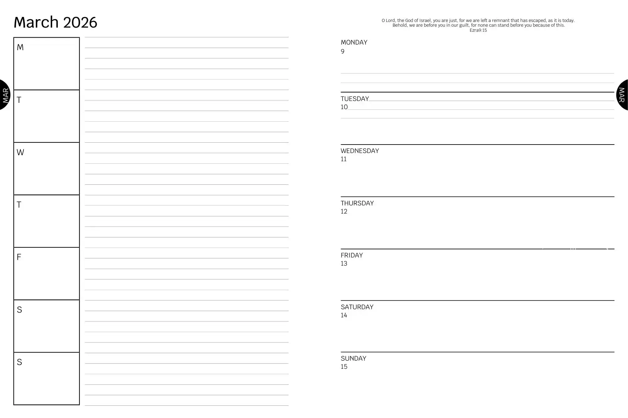 March 2026 Weekly Planner