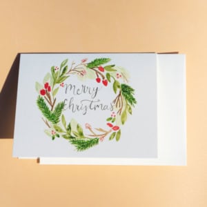 Watercolor Cards christmas wreath