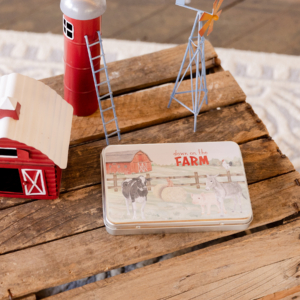 Large Farm Magnetic Animal Tin with Barn, Silo, and Windmill Props