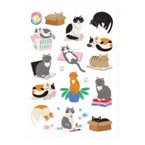 Glossy Sticker Sheet- Cat Sitters