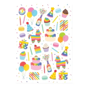 Glossy Sticker Sheet- Rainbow Party
